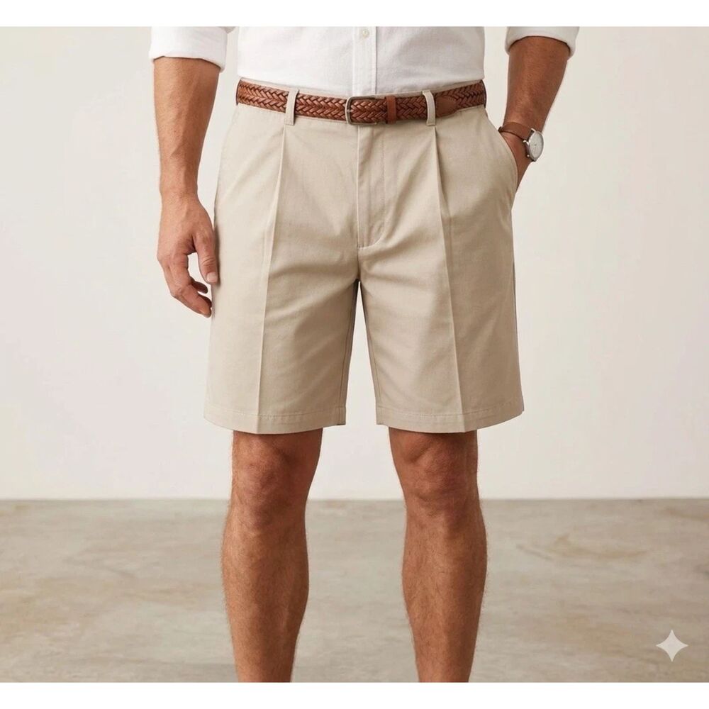 Nike Golf Shorts Dri Fit Mens 38 Tan Standard Fit Athletic Pleated Front casual